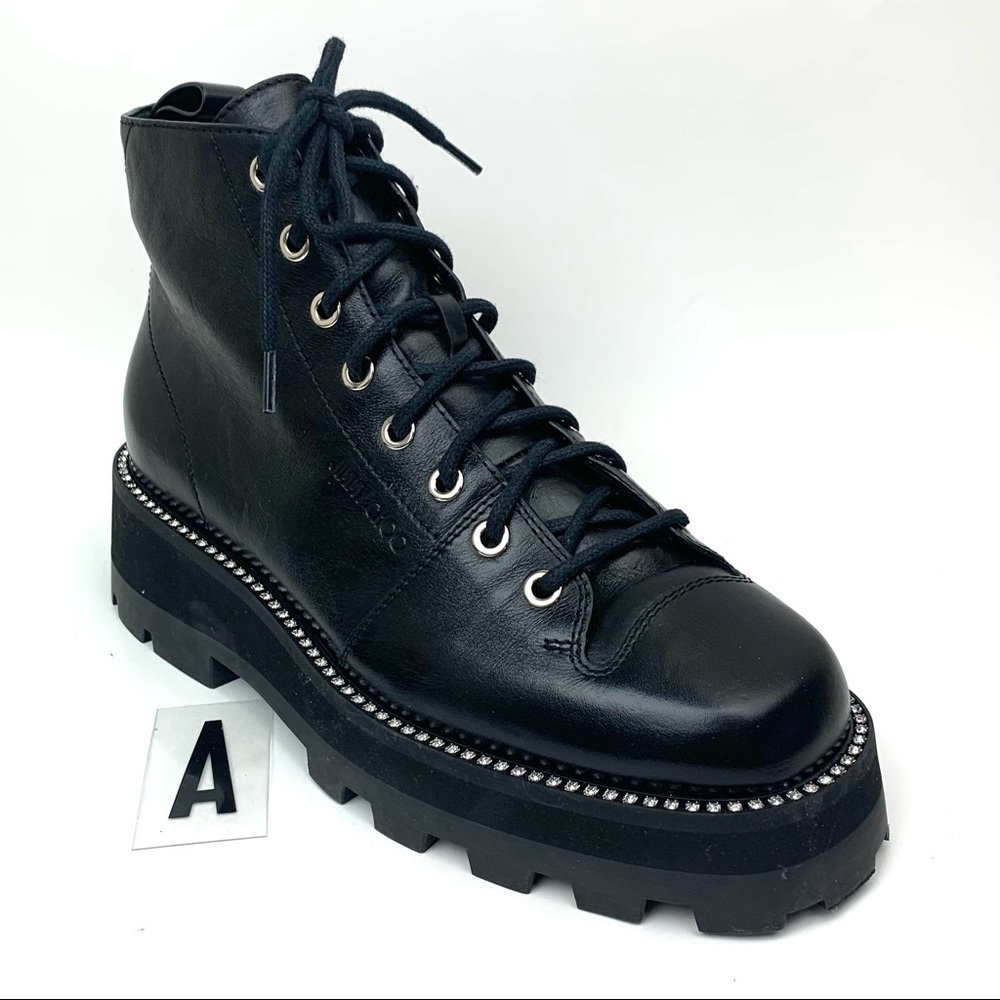 JIMMY CHOO olby Crystal Welt Platform Boot sz 9.5